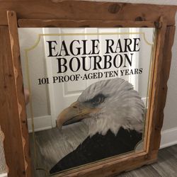 Vintage/Collectible *Eagle Rare Bourbon* Mirror/Solid Wood Frame  Sign