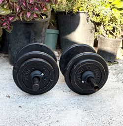 York Adjustable Cast Iron Dumbbells Set - 60 lbs Total (Two 30 lb Dumbbells)