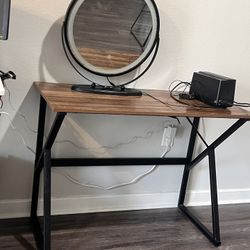 Desk W/ Vanity And Light Outlet