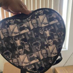 Rock Rebel Bride of Frankenstein Retro Tiled Gothic Mini Heart Shaped Backpack