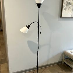 Floor Lamp Brown Color Metal Base With One Three Way Torch And One Reading Light  72” Hight   Like New