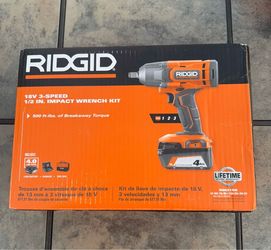 3-Speed 1/2 in. Impact Wrench Kit Battery & Charger RIDGID 18V