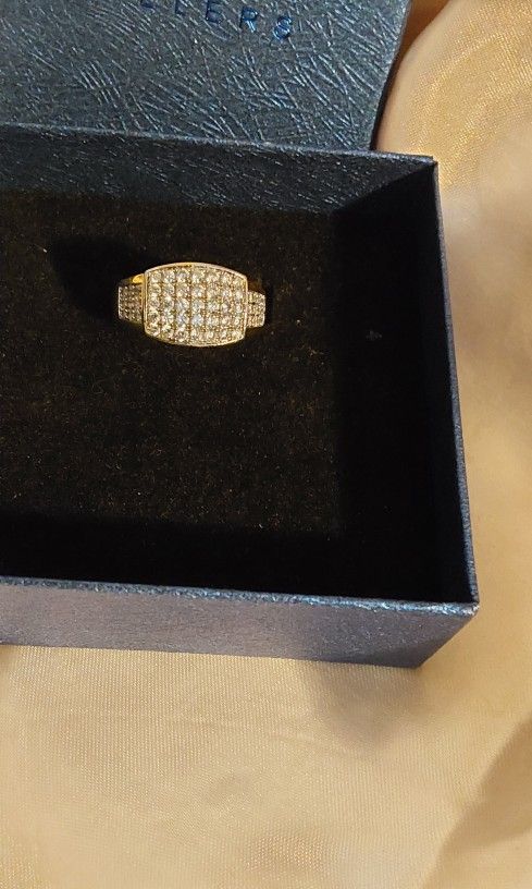 14k Gold Overlay Diamond Men's Dinner Ring