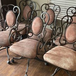 Cushioned Rod Iron Rolling Chairs