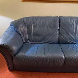 Blue Leather Couch Used