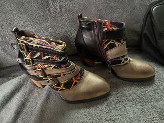 L'Artiste by Spring Step Bohemian Leather Ankle Boots Size 38/us 8