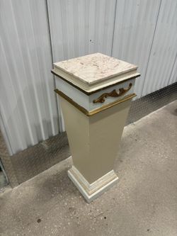 Pink Marble top pedestal.  12” x 12” , 37” high  $75