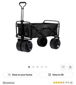 Pure Outdoor by Monoprice Heavy Duty All Terrain Collapsible Outdoor Wagon, Black