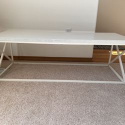Modern Coffee Table - white wood metal frame (47” long)