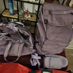 Purple Duffle Bookbag And Cup Holder. Make Offer For All 3