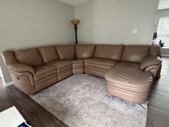 FREE - Beige Leather L shaped couch