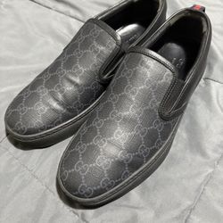 Gucci GG Supreme Black Monogram Slip On Sneakers