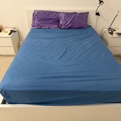 IKEA Malm high queen bed frame + storage and nightstand set