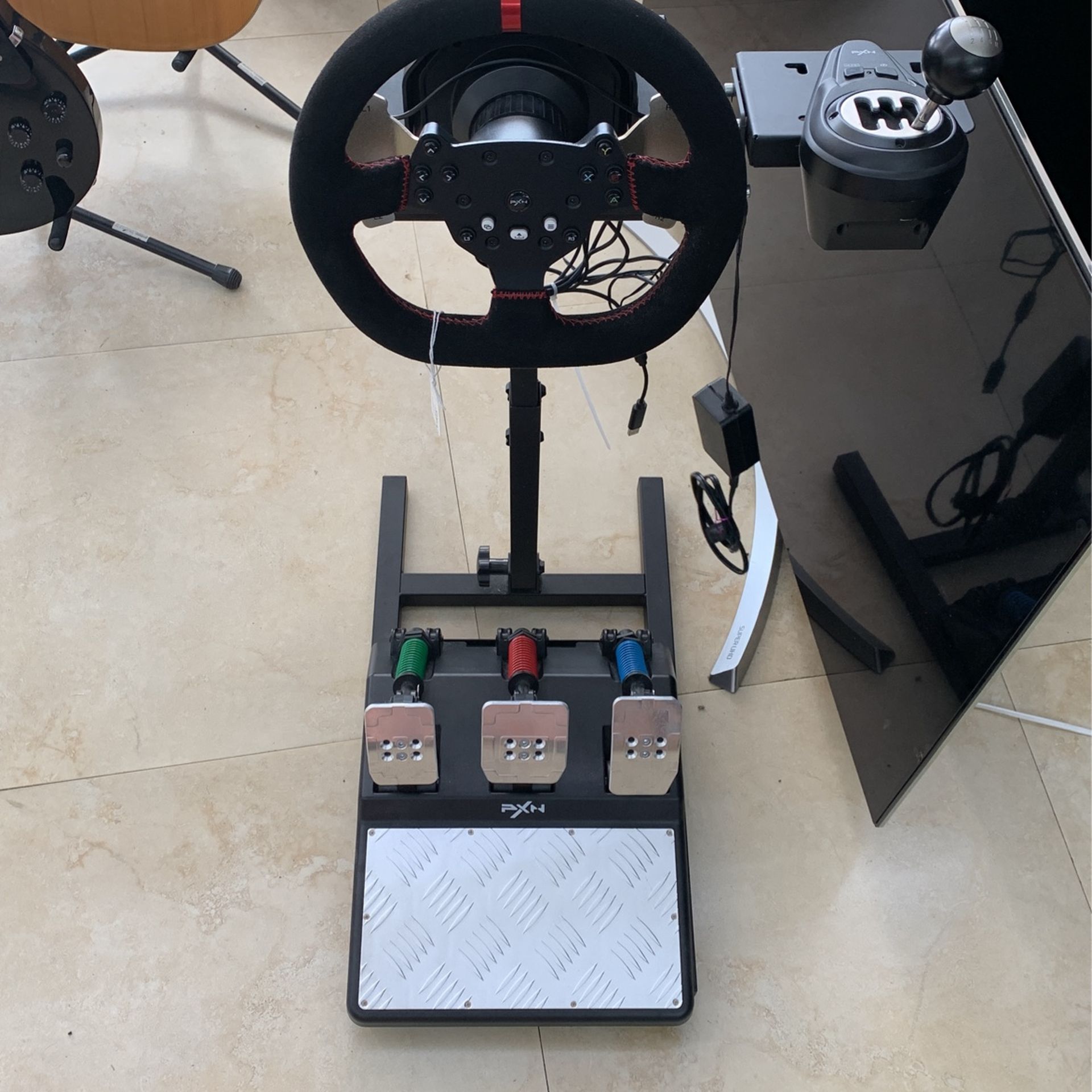 PXN V10 3 in 1 Force Feedback Racing Wheel Peddles & Shifter PC PS4 Xbox Used