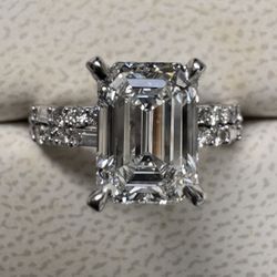IGI 2.21 Ct Emerald Cut Diamond Engagement Ring