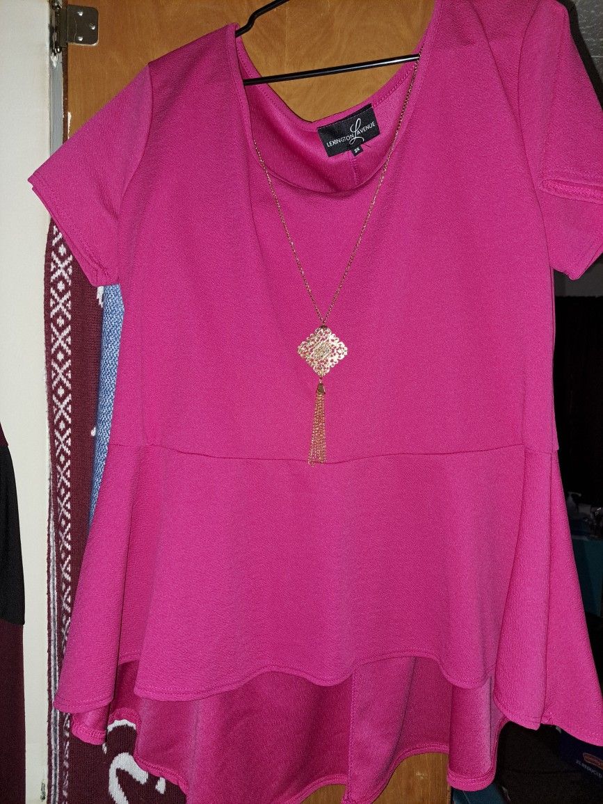 Hot Pink Woman Dress Shirt