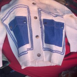 Brand New Tbahhir Women’s Open Front Denim Pockets Patchwork (L)