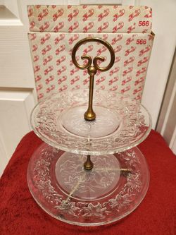 Brand New Fantasia Princess House 2 Tier Crystal Glass Serving Plates  #566  $68.00