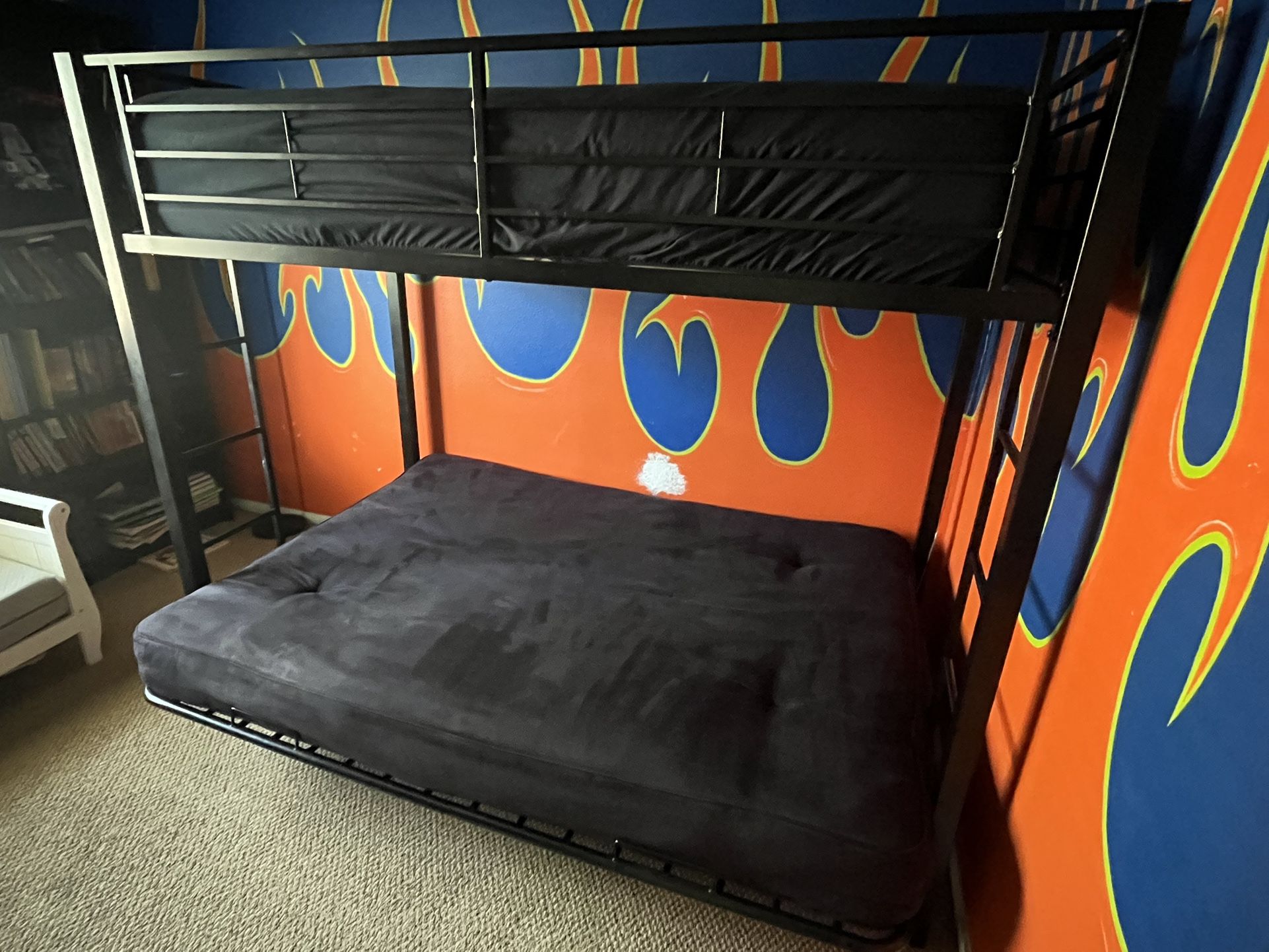Twin/full Metal Bunk Bed. Converts to Couch On Bottom!