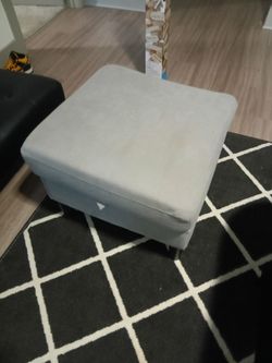 Light Gray Fabric Ottoman Footstool
