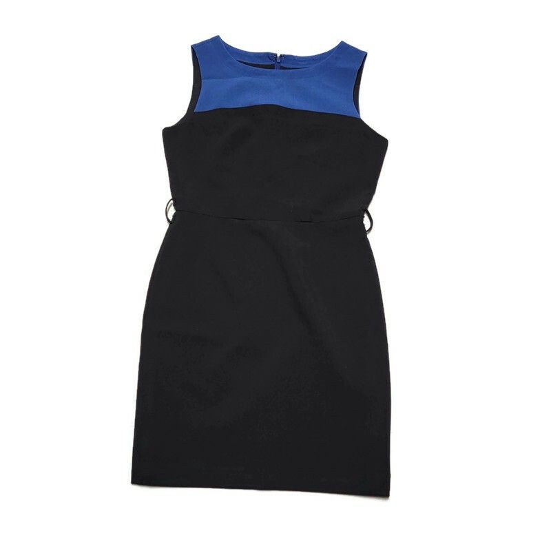 Banana Republic Sheath Career Work Dress Womens 4P Black & Blue Knee Length,