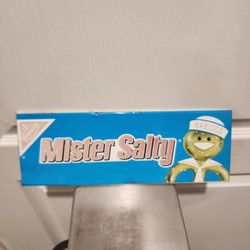 VINTAGE Nabisco Mister Salty Pretzel Display Stand Metal Sign 12.25" BY 4.25"