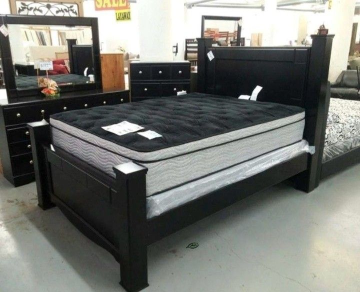 Black Color 4 Pieces Bedroom Set Same Day Delivery By ASHLEY 🚚
