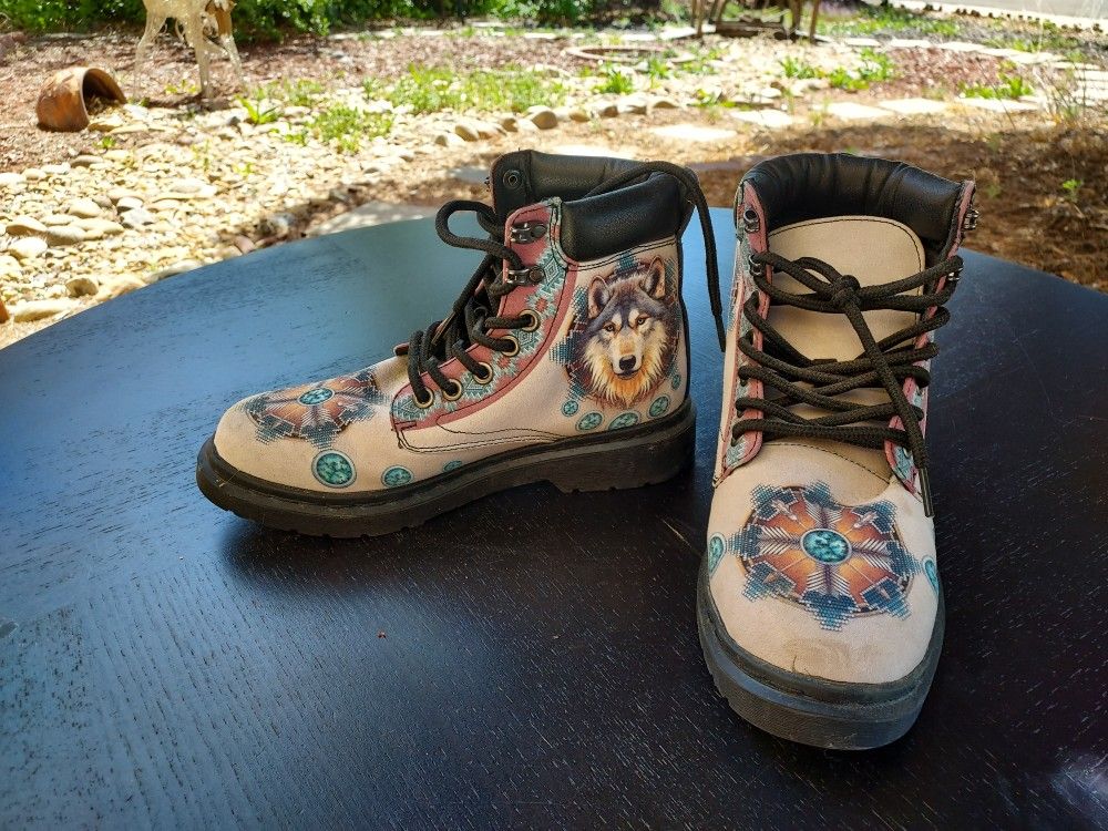 Lightly Used Custom Wolf Boots