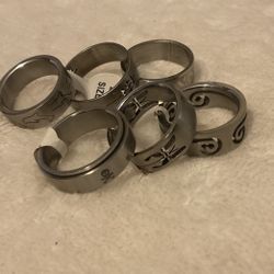 6 Solid Stainless Steel Rings..sizes 7,8,8,8,9,9