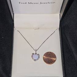 Opal and Diamond Accented Heart Pendant in Sterling Silver