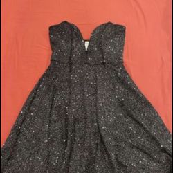 short black and silver party dress