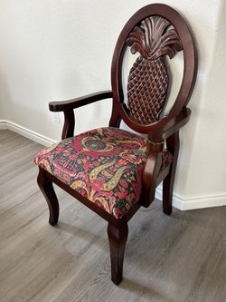 Solid Wood Pineapple Accent Chair - Paisley Cushion Chair