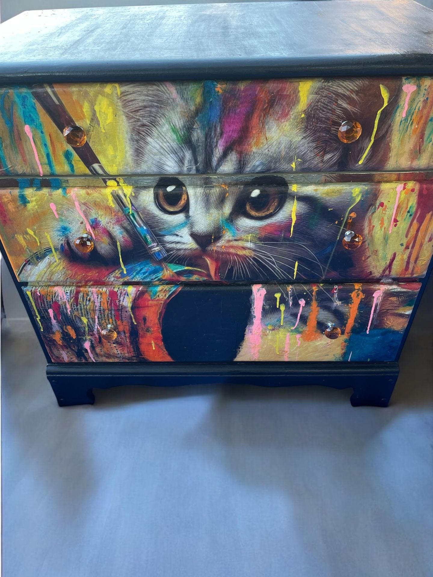 kitten paints his new world. 3 Drawer Dresser