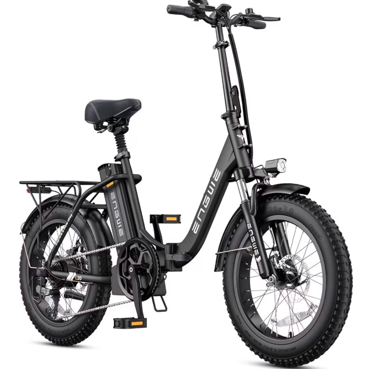 ENGWE 1125W Electric Bike for Adults, L20 2.0 20''×3.0" Fat Tire Electric Bicycle 52V 13Ah Removable Battery Max Range 68Miles & 28MPH for Urban Commu