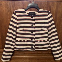 Women's Banana Republic Jacket  Navy Blue White Woven Stripe Size 6P