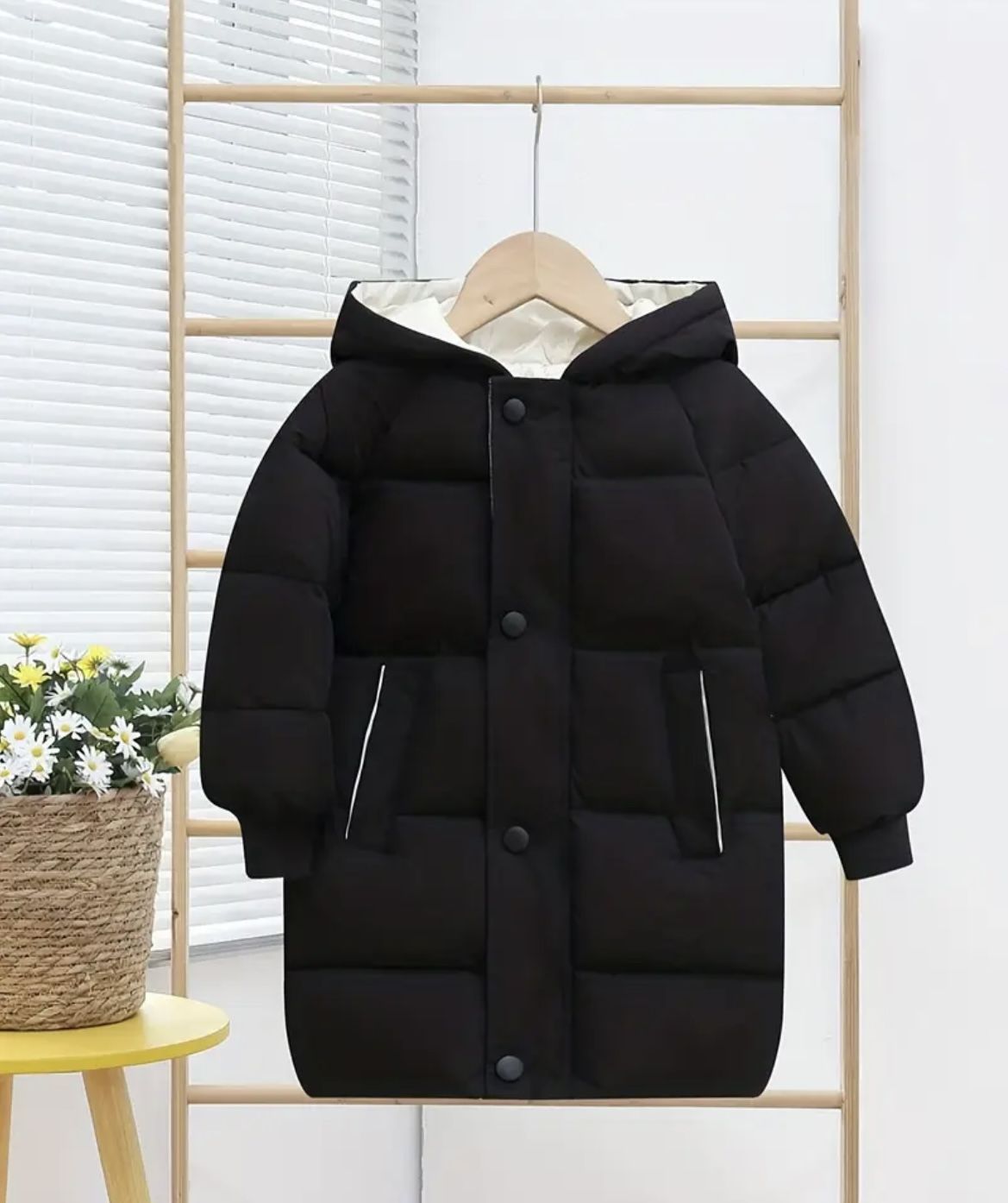 Boy'S Color Clash Hooded Jacket, Windproof Warm Zip Up Coat, Boy'S Clothes for Winter Outdoor, As Gift