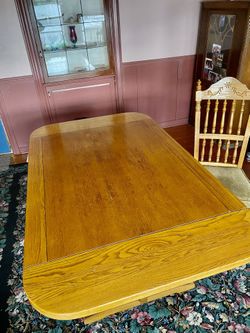 Solid Oak Dining Table With 6 Chairs