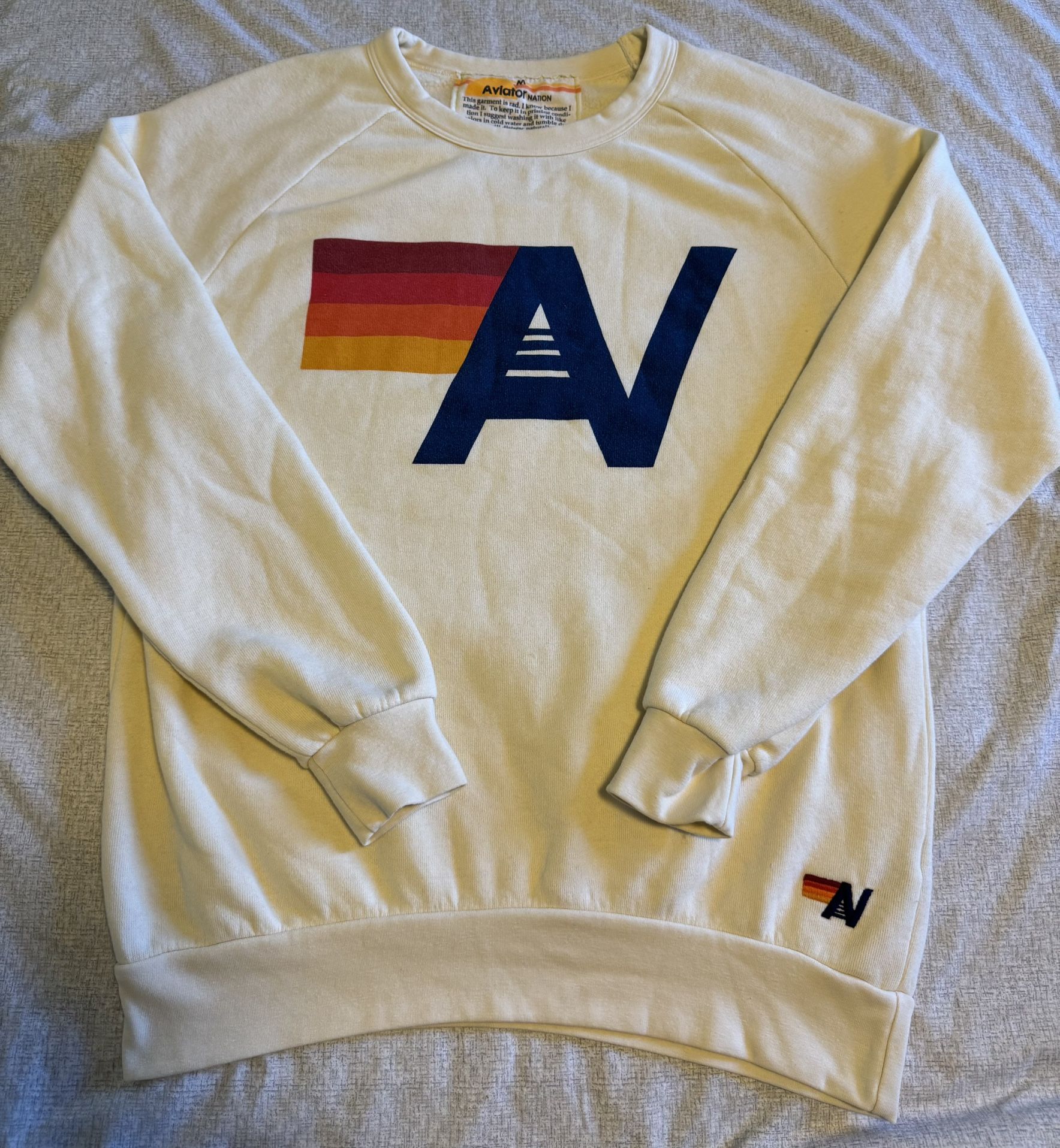 Aviator Nation Size Medium Logo Sweatshirt Vintage White Used