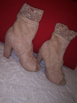 Beige Swede heels