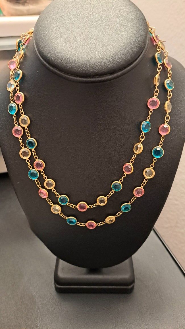 Rare Vintage Swarovski Crystal Bezel Necklace