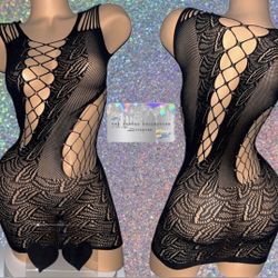 {EXOTIC DANCE/ CLUB/ RAVE WEAR}: 1 PIECE DRESS WITH RHINESTONES 