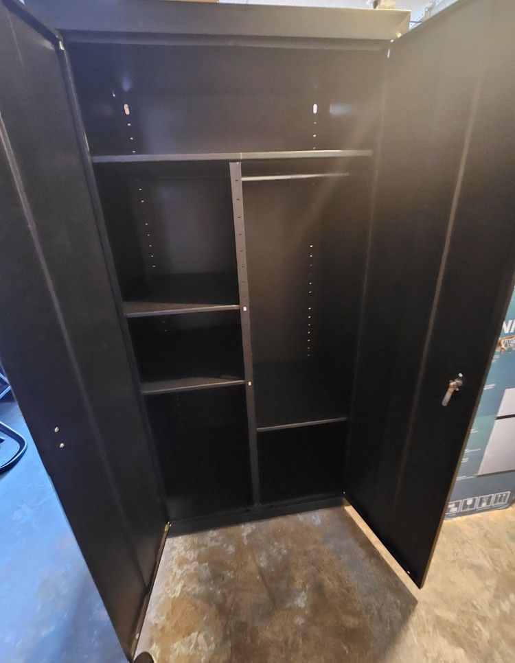 BLACK METAL STORAGE CABINET ......36 INCHES WIDE.....$ 180