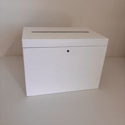 White Wooden Wedding Card Box with Key