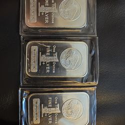 Lot Of 3-One Troy Ounce Find Silver 999 Buffalo Bar