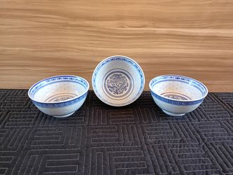 Vintage Chinese Rice Eyes Dragon 5” Dia Dinner Soup Serving Bowl