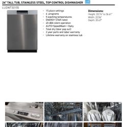 Breda Dishwasher 24 Inch Fully Integrated Tall Tub Dishwasher