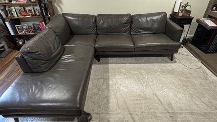 Dark Gray Leather Sectional Sofa