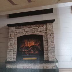 NEW Allen Roth 43.5" Electric Fireplace Stacked Faux Sandstone 