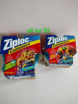 (7) Ziploc Round containers, freezer, microwave, dishwasher safe, snap 'N seal lids (14oz)x3 , (8oz) x4,