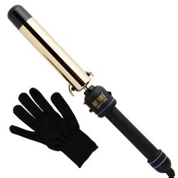 Hot Tools Gold Flipperless Curling Iron 1.5 Inch Barrel With Heat Resistant Glove